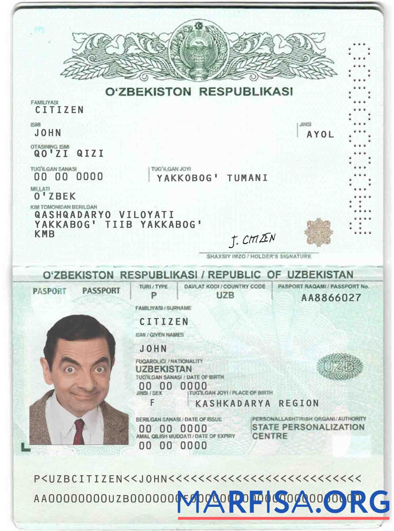 Downloadable Uzbekistan passport download for verification